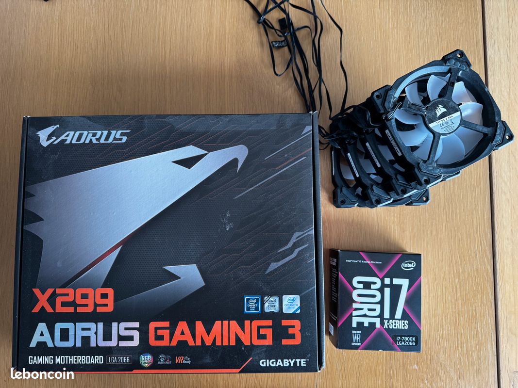 Lot X299 : Gigabyte X299 AORUS Gaming 3 + i7‑7800X + 3 ventilateurs RGB (image 1)