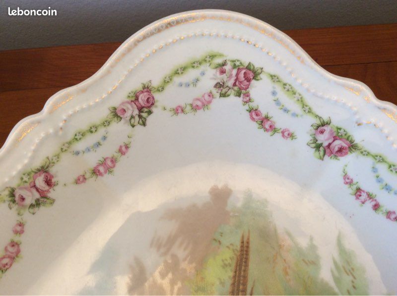 💜Vintage Chasse 1900 / Ancien Grand Plat a gibier en porcelaine ´Royal Austria´45 x 31 cm (image 6)