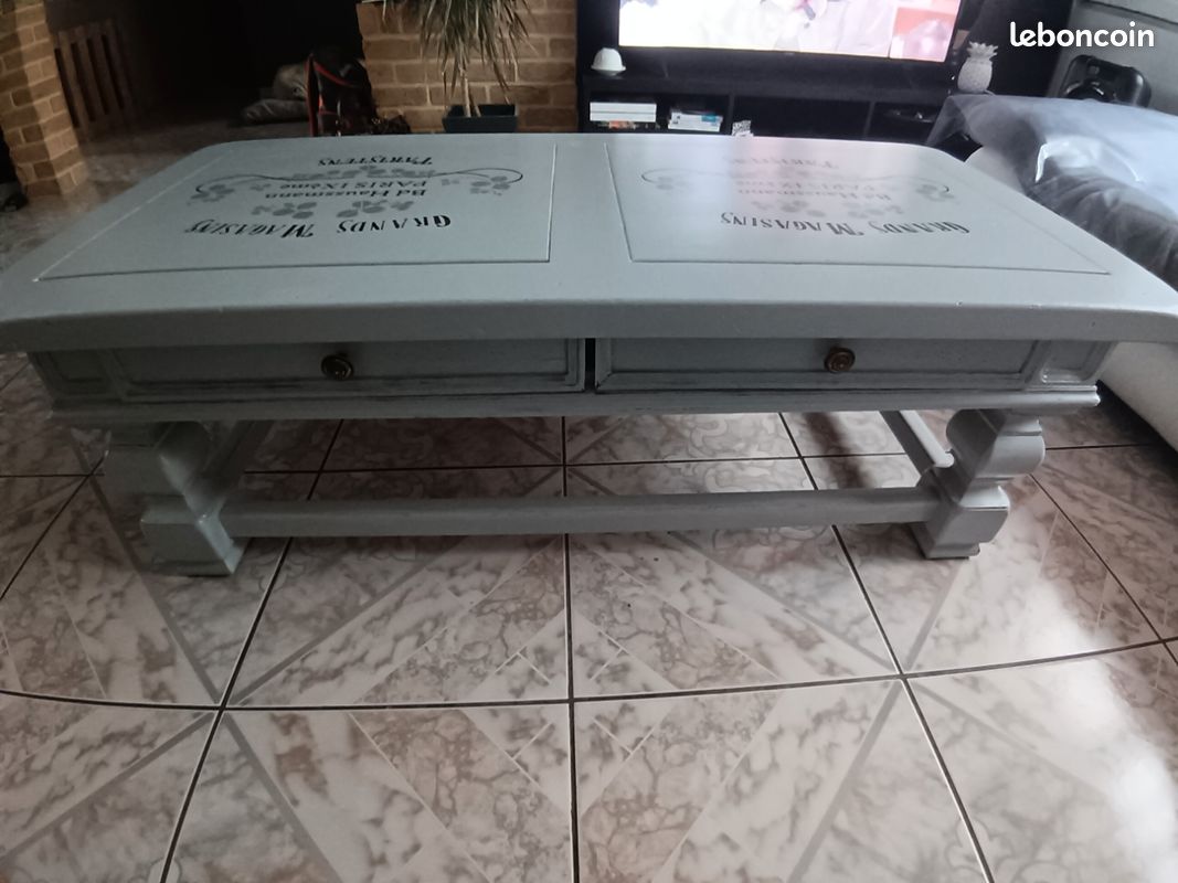 Table basse en chêne relookée (image 3)