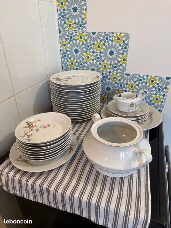 Set De 6 Assiettes Anciennes Thomas Bavaria – Porcelaine à Décor Floral – Multicouleur – Vintage