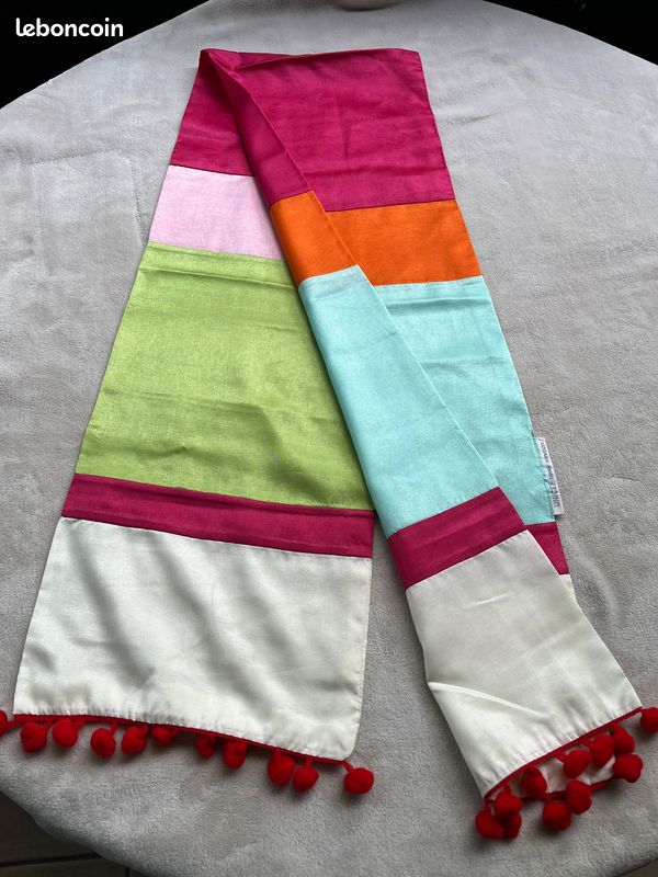 Foulard Écharpe Bohème Sfera - Multicolore Avec Pompons - Coton - Occasion