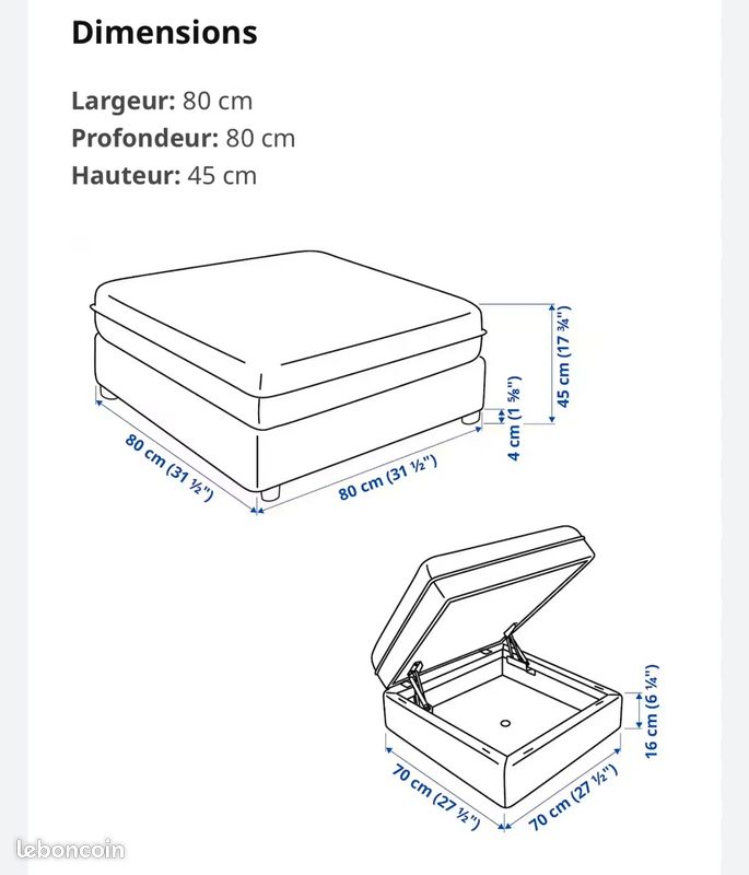 Canapé avec coffre rangement Ikea (image 5)