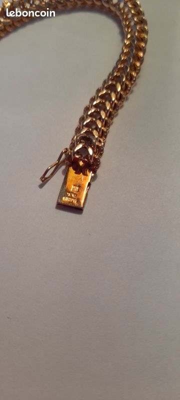 Bracelet GL maille américaine plaque or (image 3)