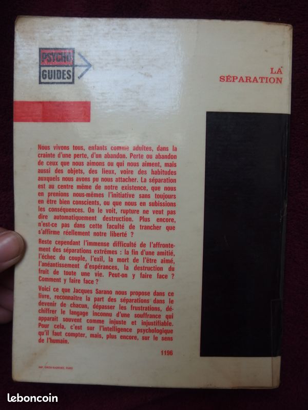 Livre la séparation - dr jacques Sarano psychologie vintage (image 2)