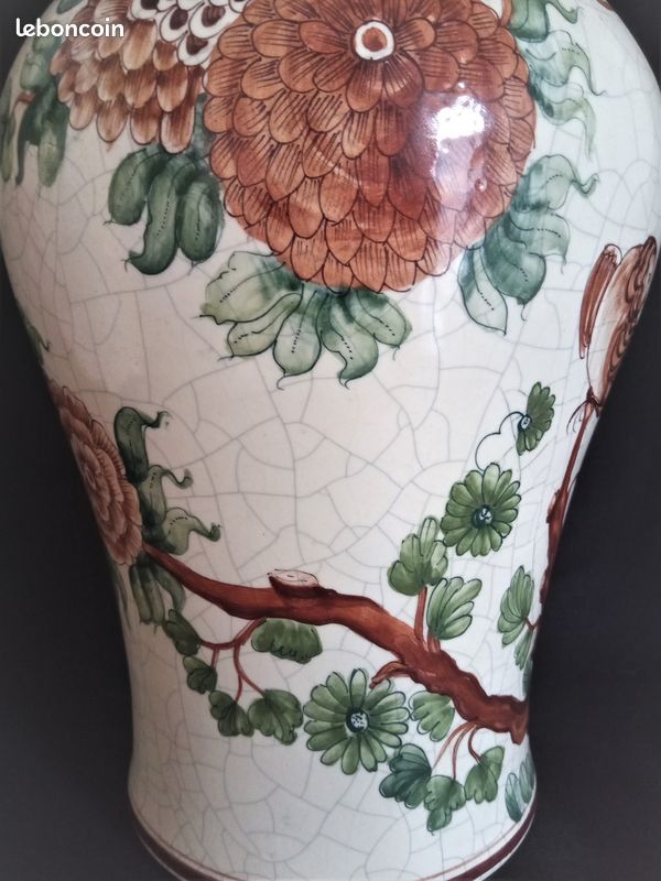 Vase balustre avec couvercle en céramique craquelée, signé Banlloch Espagne (image 5)