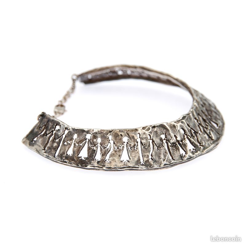 Collier Vintage Brutaliste Années 80 Biche De Bère - Pendentif Feuille Doré, 43 Cm