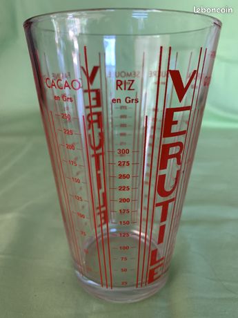 Verre Doseur Vintage - Reims France - 1/2 Litre - Sérigraphie Fruits - Verre