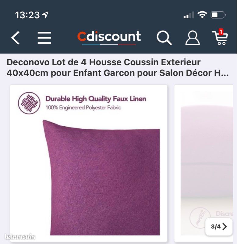 Lot de 4 housses coussin 40x40 (image 2)