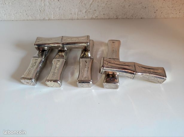 Lot De 9 Porte-couteaux En Bambou – Style Métal Argenté – Argenterie – Dimensions 8x4,5x2 Cm