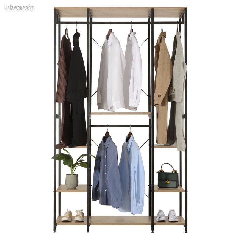 Penderie Bois + Acier Dressing Chambre 201 cm - Industriel (image 5)