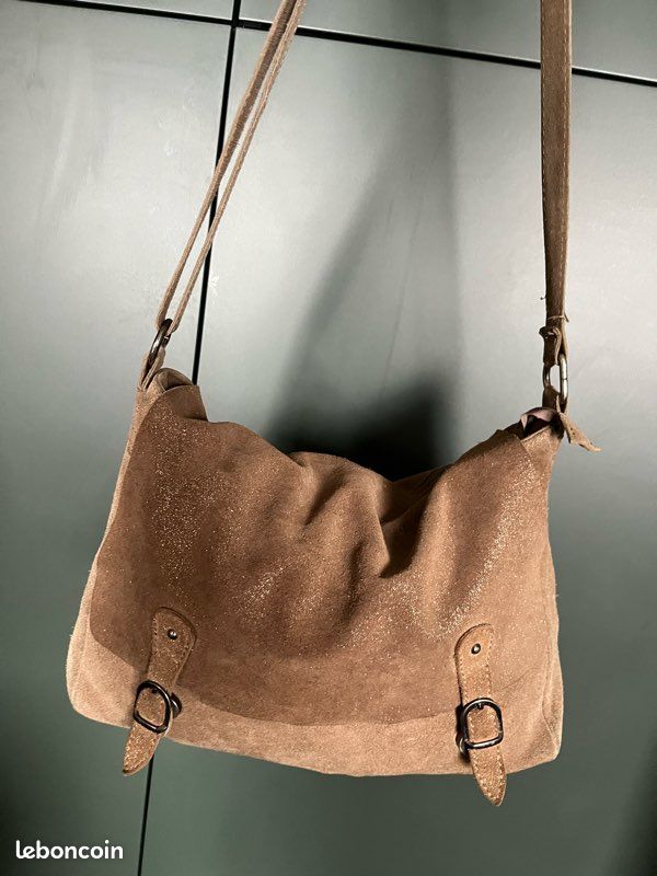 Sac Besace Sac Daim Marron Sac En Daim Type Besace Marron Pailleté