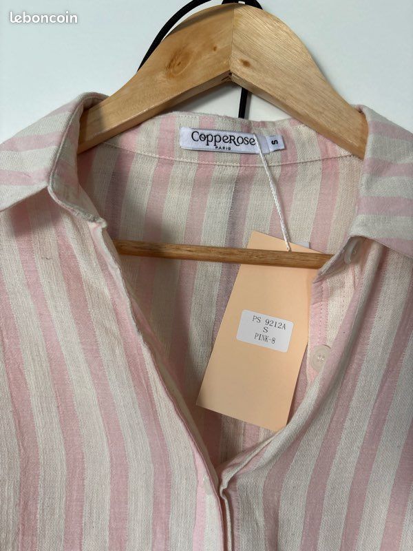 Ensemble chemise short écru et rose dragée S/M (image 5)