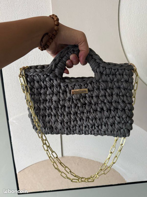 Sac à main crochet gris (image 3)