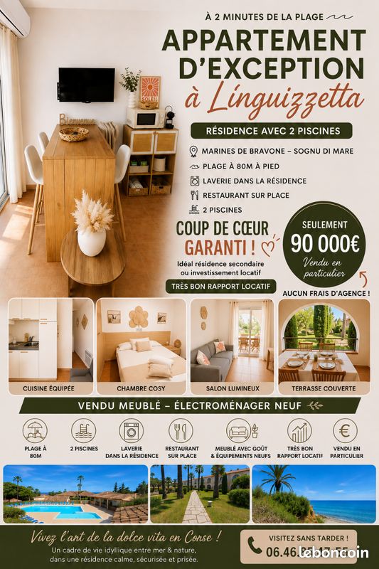 Appartement 2 pièces 32 m² · à Linguizzetta · 32 m² · 89 000 €