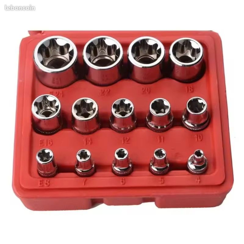 Jeu De 14 Douilles Torx Extérieures 1/2, 3/8 Et 1/4 E4-E24