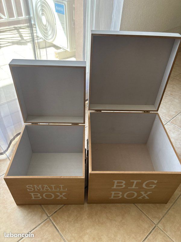 Lot de 2 coffres de rangement en bois déco (image 5)