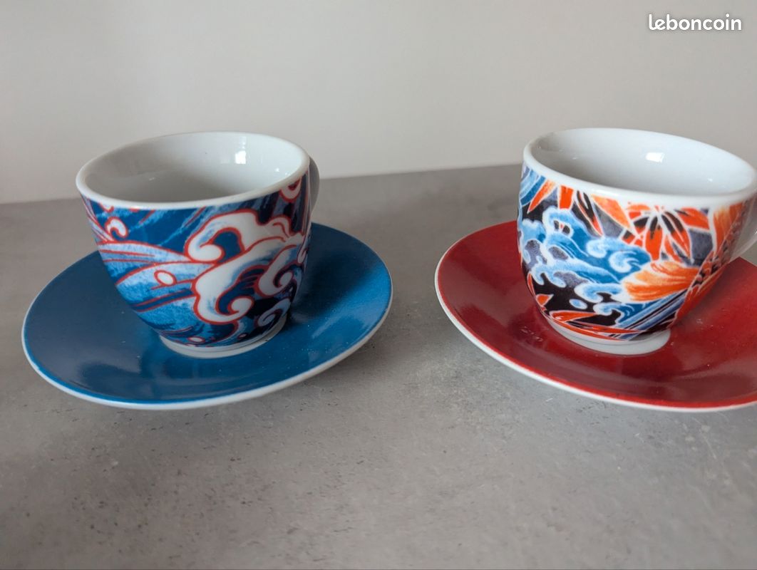 Lot de 6 tasses à café expresso motif japonais et soucoupes (image 5)