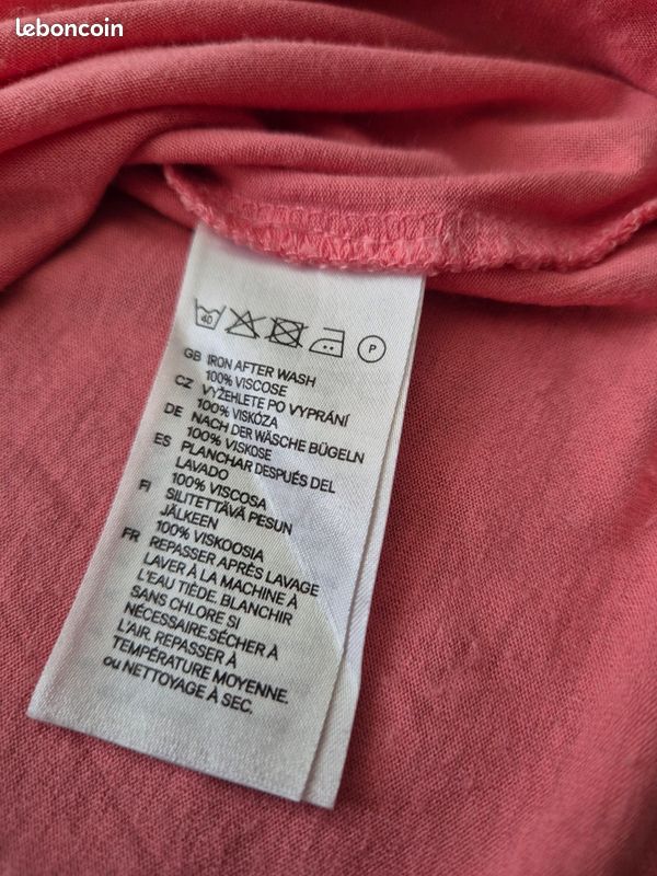 Tee-shirt 👕 femme. H&M. T : XS. Corail (image 7)