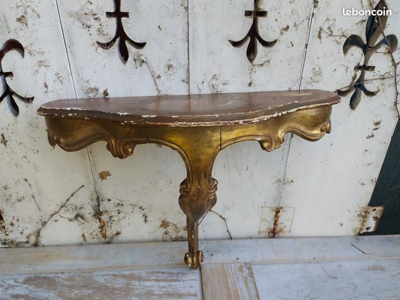 artissimo Console baroque - Console murale dorée - Miroir antique - Étagère murale