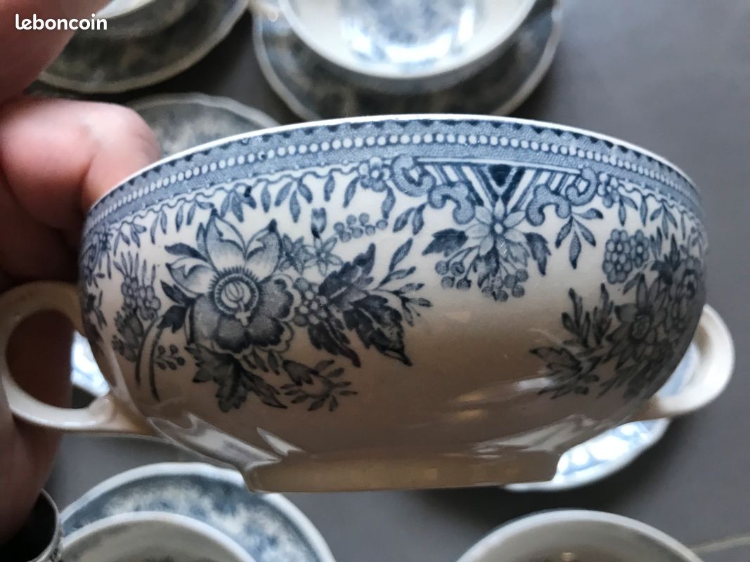 6 bols à soupe avec 7 soucoupes Fasan bleu jeans Villeroy et Boch TBE 1 ère édition vintage (image 6)