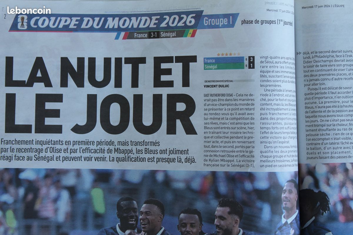 L'Equipe du 17/6/2026 - Coupe du Monde 2026- France 3 - 1 Sénégal - Mbappé - Olise - (image 3)