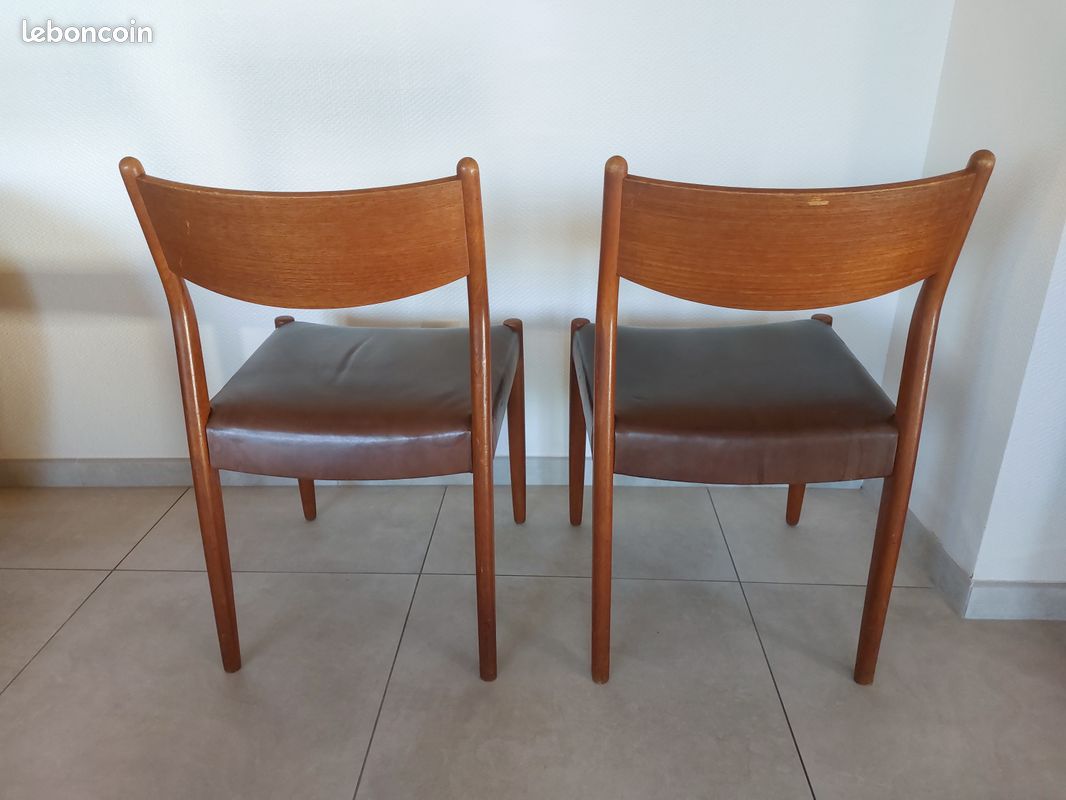 2 chaises Fristho Franeker, scandinaves, teck et cuir (image 15)