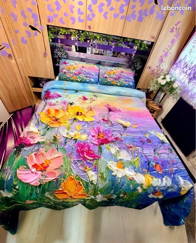 Couette 155 x 220 cm blanche avec 1 taie d'oreiller - Douce et légère