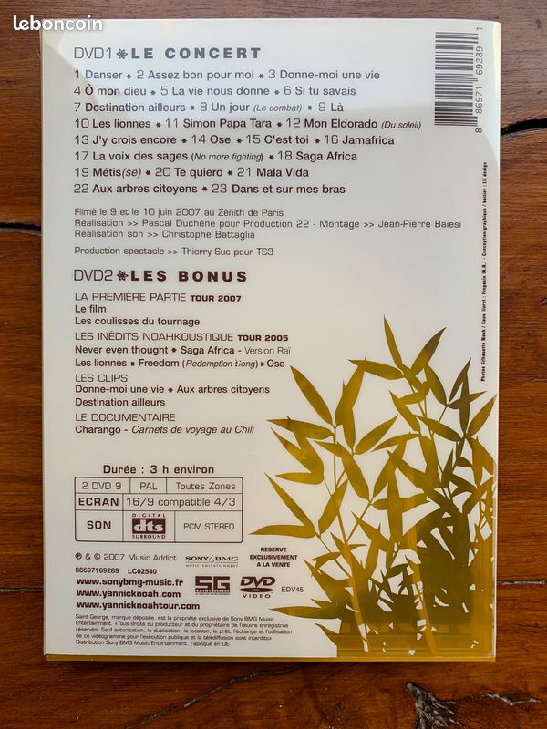 Double DVD YANNICK NOAH en concert 2007 (image 2)
