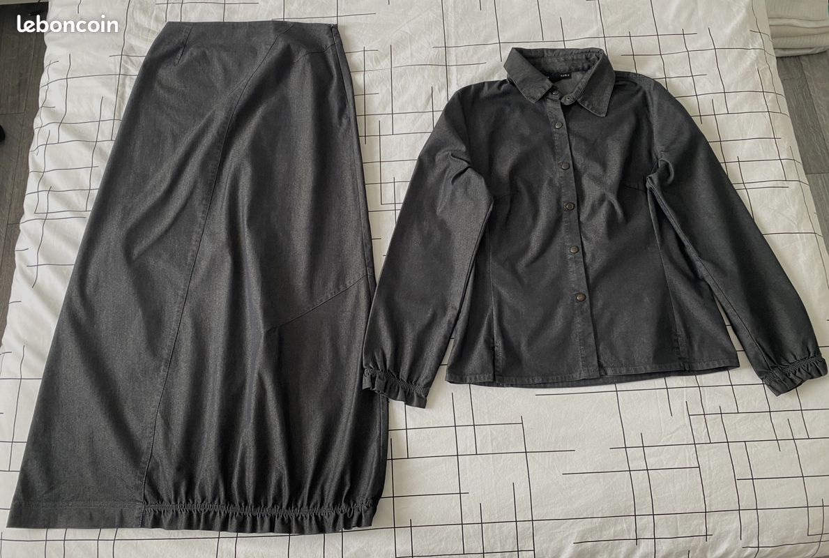Ensemble veste et jupe longue gris anthracite Taille 38 (image 1)