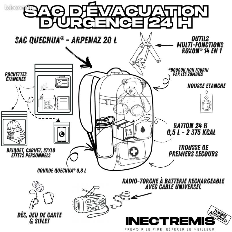 Sac d'évacuation d'urgence, léger et compact - kit de survie 24 H (image 5)