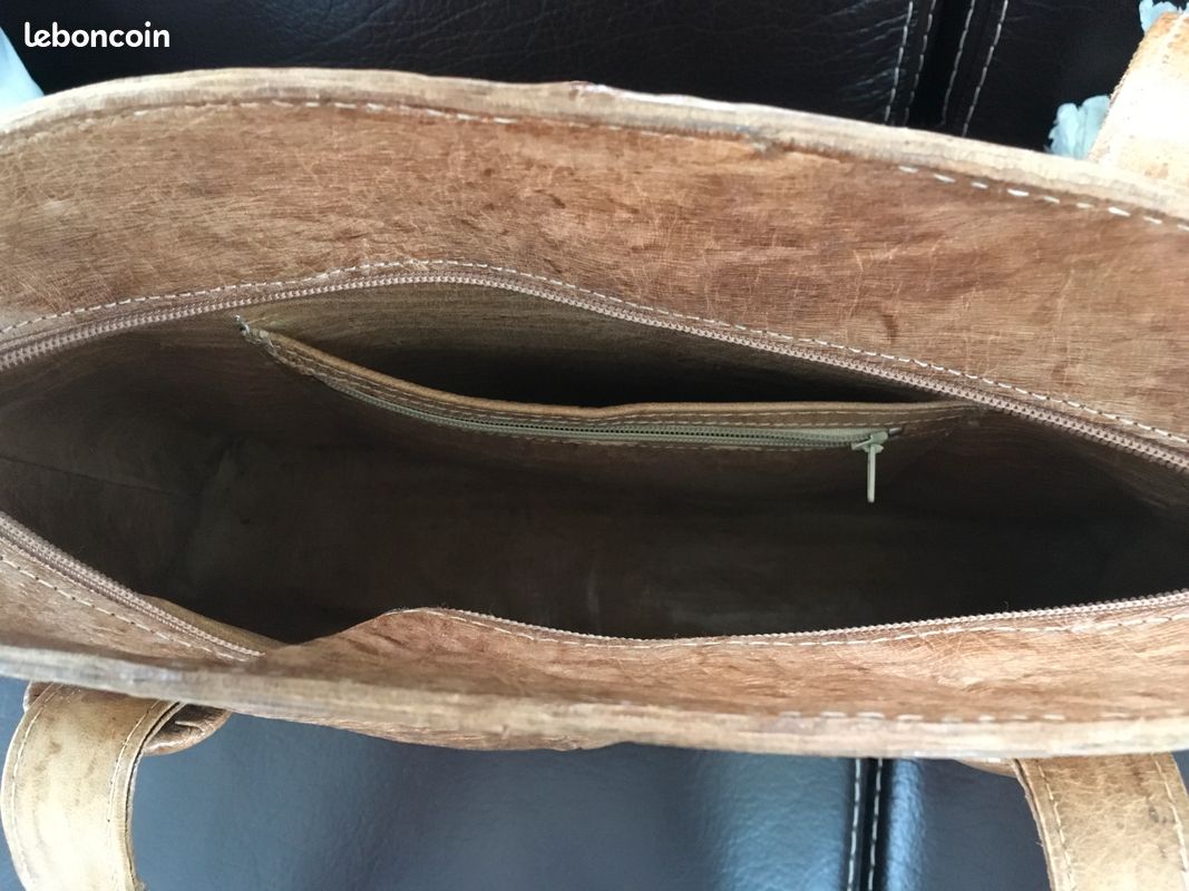 Sac à main peau d’autruche neuf/ beige - camel (image 5)
