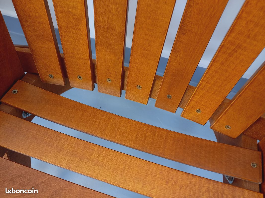 Suite de 4 fauteuils de jardin vintage en bois de hêtre des années 60 (image 6)