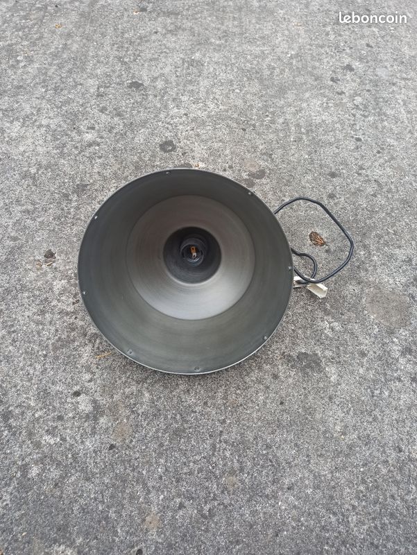 Suspension luminaire style industriel métal gris (image 2)