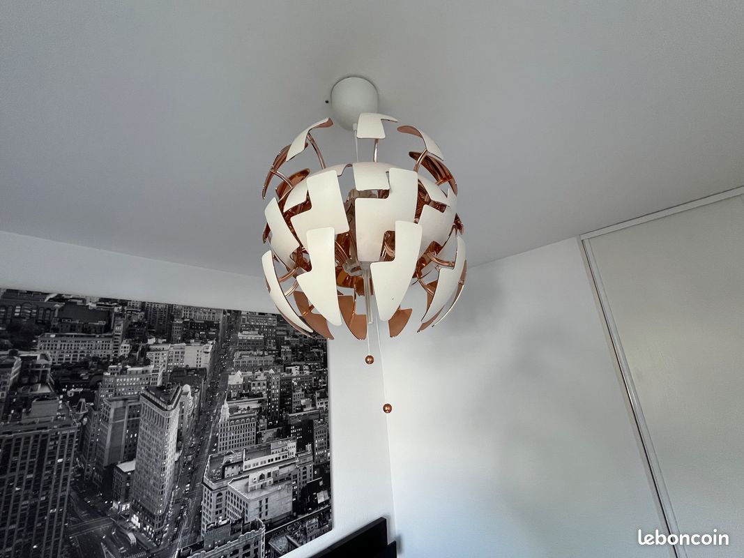 Lampe suspension Ikea planète cuivre et blanche (image 2)