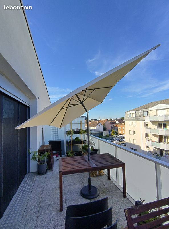 Parasol rectangle beige hestia avec pied (image 8)