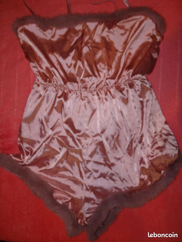 Combi short, vieux rose, satin fourrure XL/ XXL Vêtements