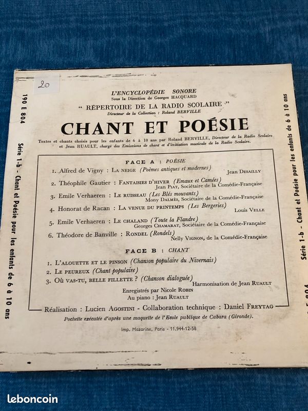 VINYLE / CHANT et POESIE + LIVRET de poésie 19(JL71) (image 2)