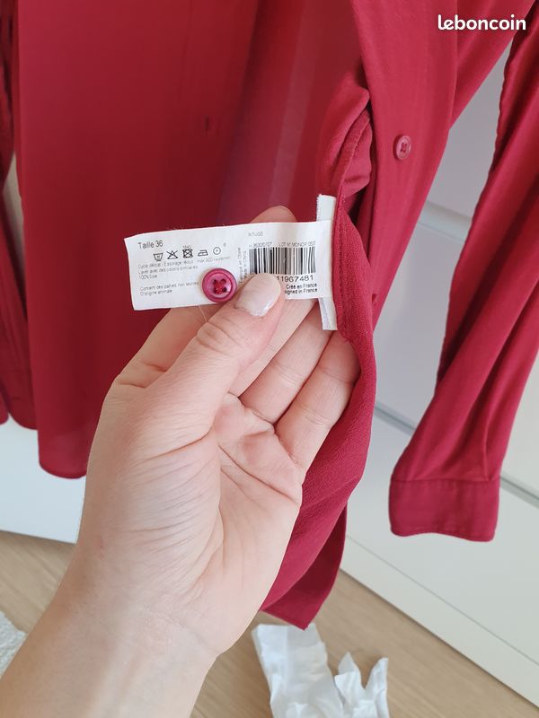 Chemise rouge Bordeaux en soie Monoprix (image 4)