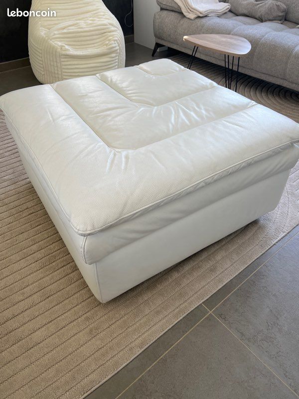 Pouf en cuir qui fait office de table basse (image 3)