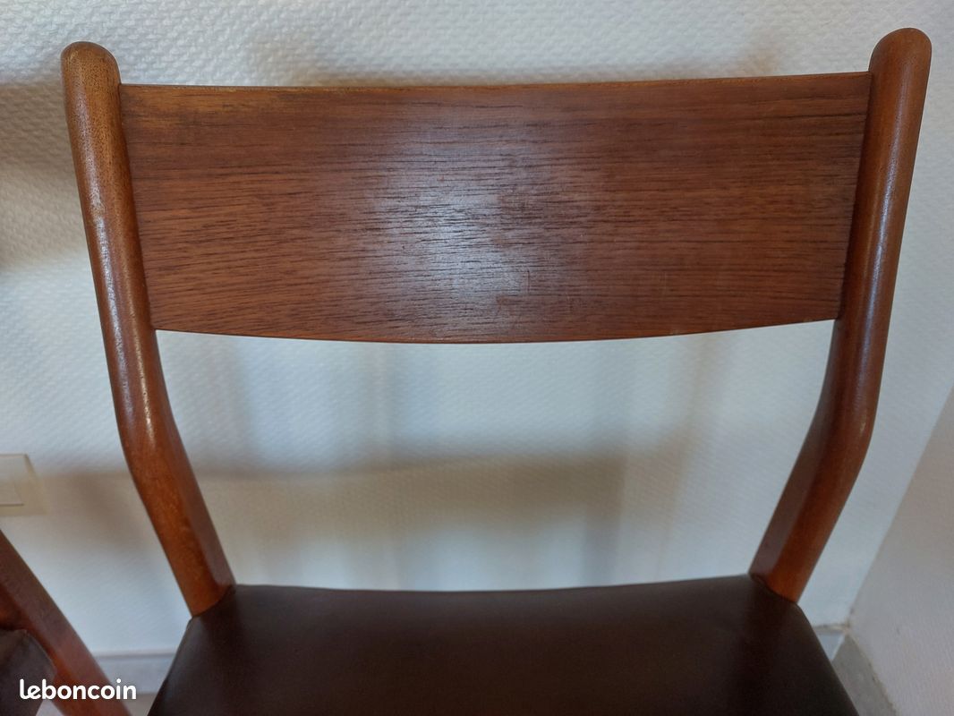 2 chaises Fristho Franeker, scandinaves, teck et cuir (image 14)