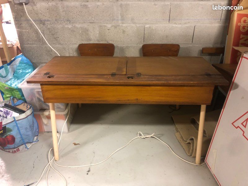 Bureau écolier double ancien (image 3)