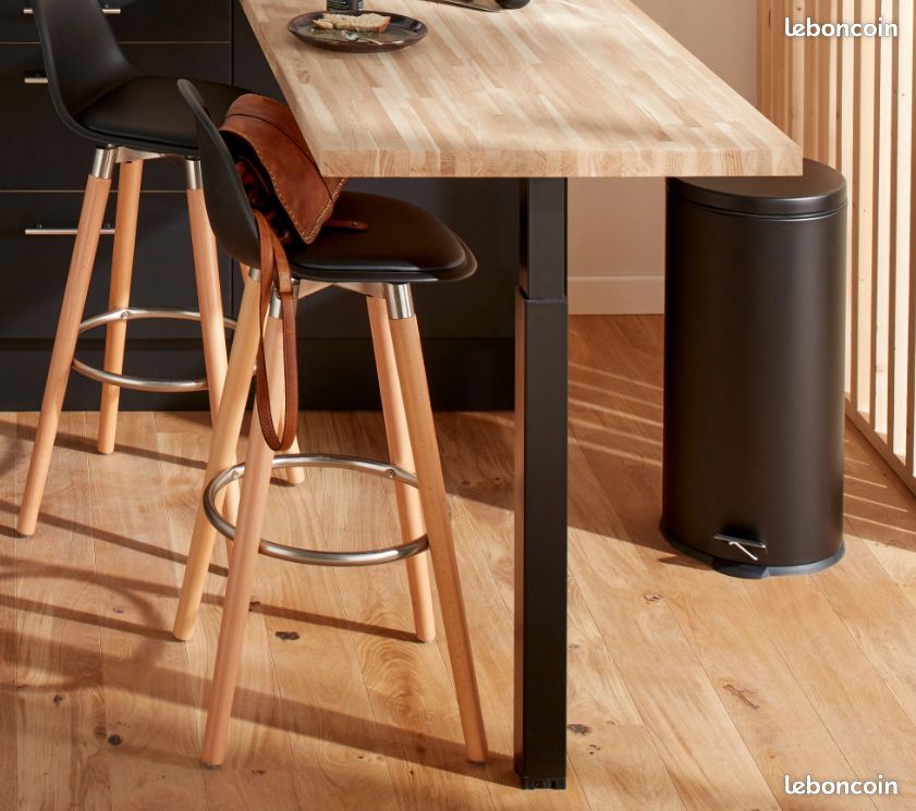 Lot de 3 Pieds carré de table / Bureau -Noir - Hauteur réglable neuf (image 1)