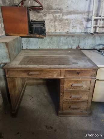 Bureau noir vintage en bois - Barbier Référence : CD_Bu46A-03