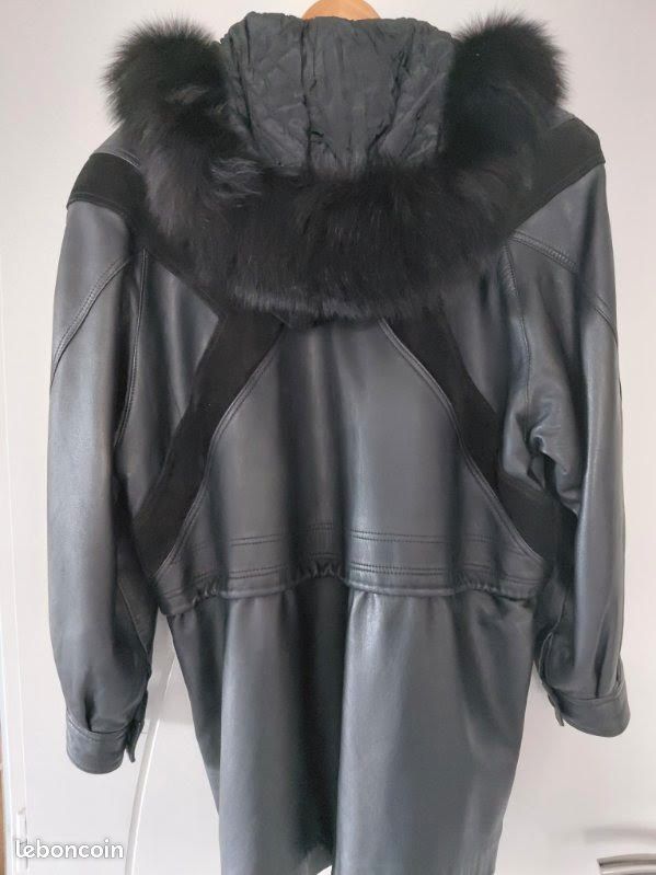 Manteau (femme) en cuir a capuche taille 40 (image 2)