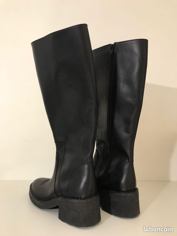 ◊ Perle rare ◊ Superbes bottes hautes cuir neuves A.P.C. Noires – P39 (image 11)