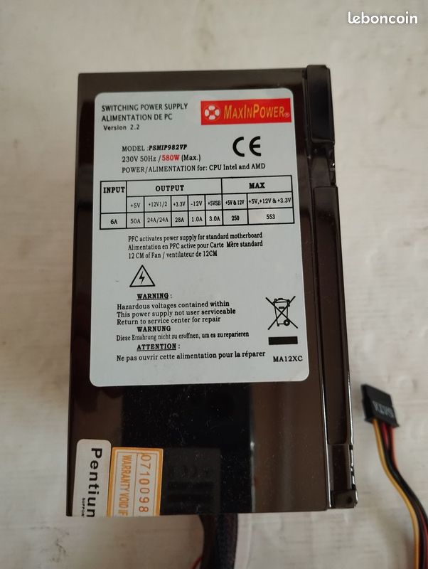 Alimentation PC MaxinPower de 580W (image 2)