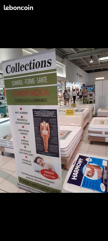 Matelas latex neuf et sommier tapissier a lattes 140/190 (image 2)