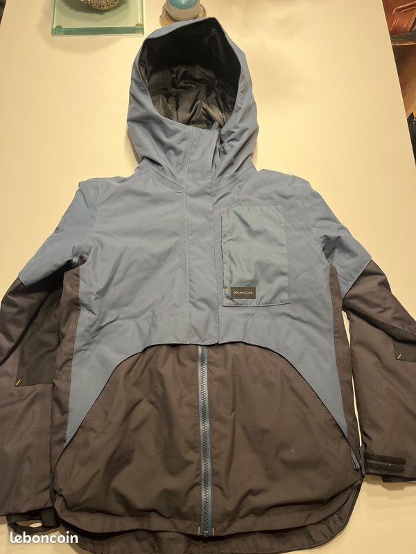 Doudoune De Ski Imperméable DECATHLON - Taille 12 Ans, Bleu Lavande & Gris, Capuche