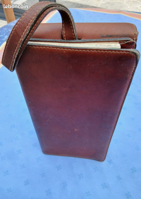Le Tanneur Pochette porte-carte routière cuir noir TBEG vintage bag 60's