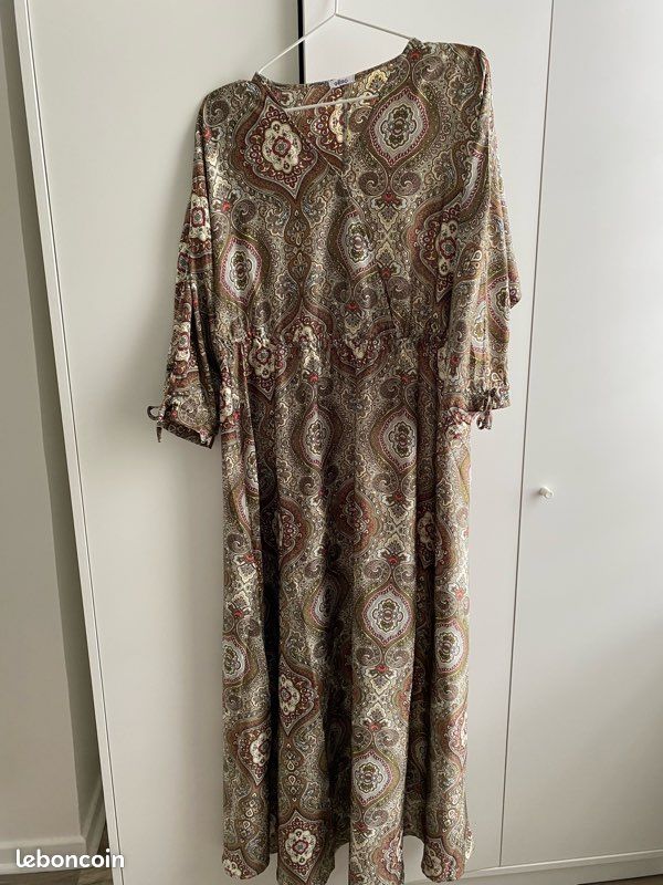 Robe longue femme satinée GEMO marron/beige xl (vd59110) (image 1)